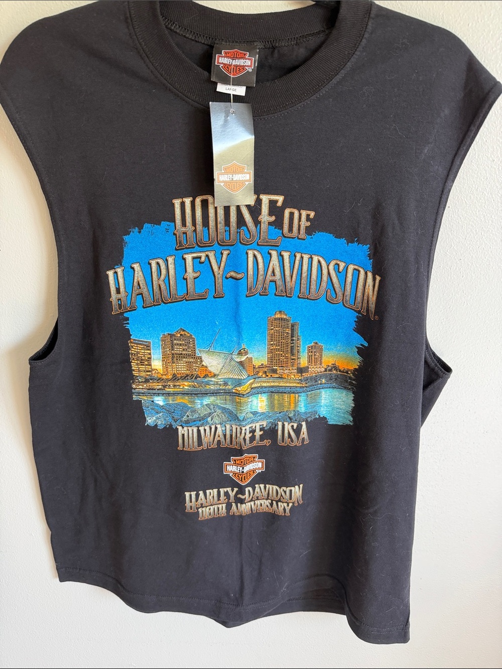 NWT Harley-Davidson Black Muscle Tee 110th Anniversary Size L